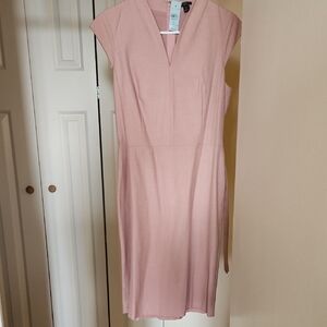 Ann Taylor Blush Cap Sleeve Midi Dress